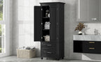 Tall Storage Cabinet with Two Drawers for Bathroom/Office, Black