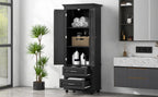 Tall Storage Cabinet with Two Drawers for Bathroom/Office, Black