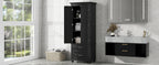 Tall Storage Cabinet with Two Drawers for Bathroom/Office, Black
