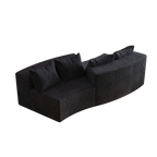 Sectional Sofa Curved Corduroy Black 2 Seat Modular No Assembly
