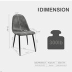 Mid-Century Dining Chairs Set of 4 | Spoon-Back Upholstered Seats & Black Metal Legs — Brown / Grey
