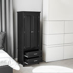 Tall Storage Cabinet with Two Drawers for Bathroom/Office, Black