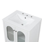 24" Bathroom Vanity with Sink, Bathroom Vanity Cabinet with One Drawer and Doors, Adjustable Shelf, Solid Wood and MDF, White