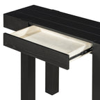Rustic Console Table, Hidden Drawer, Side Power Outlet, Entryway Table, Black
