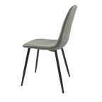 Mid-Century Dining Chairs Set of 4 | Spoon-Back Upholstered Seats & Black Metal Legs — Brown / Grey