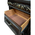Traditional Bedroom Furniture 2 Drawer Nightstand, Solid Wood Carvings Bedside Table