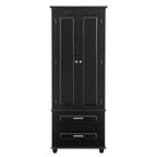 Tall Storage Cabinet with Two Drawers for Bathroom/Office, Black