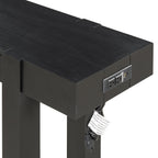 Rustic Console Table, Hidden Drawer, Side Power Outlet, Entryway Table, Black