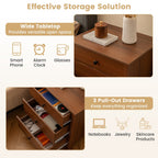 3-Drawer Wooden Nightstand Modern Bedside Table