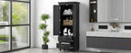 Tall Storage Cabinet with Two Drawers for Bathroom/Office, Black