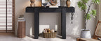Rustic Console Table, Hidden Drawer, Side Power Outlet, Entryway Table, Black