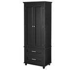 Tall Storage Cabinet with Two Drawers for Bathroom/Office, Black