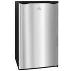 HOMCOM 3.2 Cu.Ft Mini Fridge with Freezer, Single Door Compact Refrigerator with Adjustable Thermostat, Shelf and Reversible Door for Bedroom, Dorm, Home Office, Energy Efficient, Silver