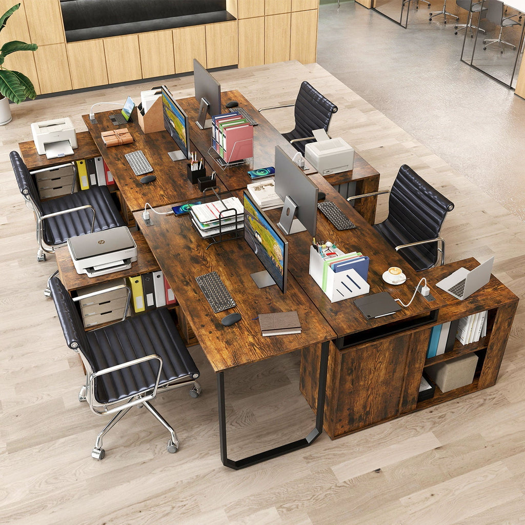 55 Inch Reversible L Shaped Desk with 3 Drawers Home Office Desk with Adjustable Shelf