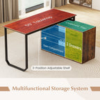55 Inch Reversible L Shaped Desk with 3 Drawers Home Office Desk with Adjustable Shelf