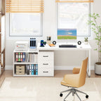 55 Inch Reversible L Shaped Desk with 3 Drawers Home Office Desk with Adjustable Shelf