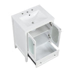 24" Bathroom Vanity with Sink, Bathroom Vanity Cabinet with One Drawer and Doors, Adjustable Shelf, Solid Wood and MDF, White