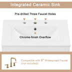 24" Bathroom Vanity with Sink, Bathroom Vanity Cabinet with One Drawer and Doors, Adjustable Shelf, Solid Wood and MDF, White