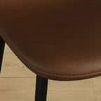 Mid-Century Dining Chairs Set of 4 | Spoon-Back Upholstered Seats & Black Metal Legs — Brown / Grey