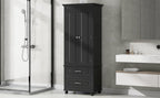 Tall Storage Cabinet with Two Drawers for Bathroom/Office, Black