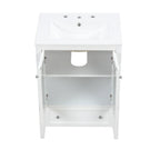 24" Bathroom Vanity with Sink, Bathroom Vanity Cabinet with One Drawer and Doors, Adjustable Shelf, Solid Wood and MDF, White