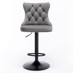 Swivel Barstools Adjusatble Seat Height, Modern Upholstered Bar Stools With Backs Comfortable Tufted For Home Pub And Kitchen Island (Set of 2)