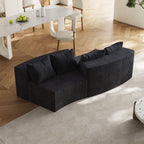 Sectional Sofa Curved Corduroy Black 2 Seat Modular No Assembly