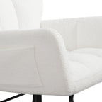 Teddy fabric rocking chair, cushioned rocking chair with high backrest, modern rocking chair, white