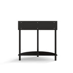 Half-Moon Console Table with Rattan Sliding Doors | Boho Semicircle Entryway Table with 2 Storage Cabinets & Bottom Shelf