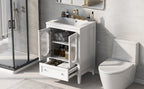 24" Bathroom Vanity with Sink, Bathroom Vanity Cabinet with One Drawer and Doors, Adjustable Shelf, Solid Wood and MDF, White