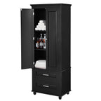 Tall Storage Cabinet with Two Drawers for Bathroom/Office, Black