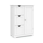 Bathroom Floor Cabinet Side Storage Cabinet with 3 Drawers and 1 Cupboard