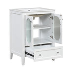 24" Bathroom Vanity with Sink, Bathroom Vanity Cabinet with One Drawer and Doors, Adjustable Shelf, Solid Wood and MDF, White
