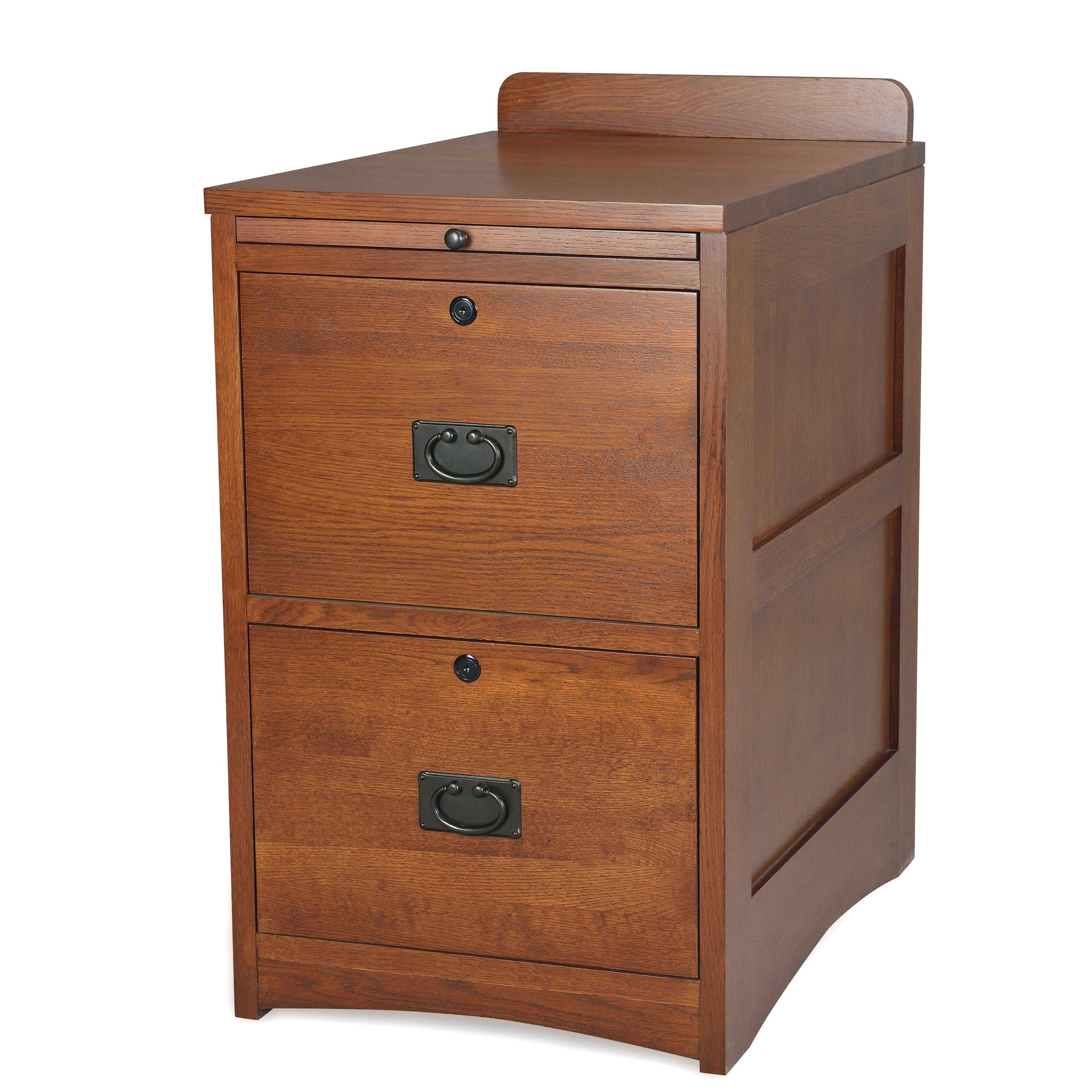 Mission Oak 2-Drawer File Cabinet w/ Writing Tray – MC