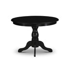 EAST WEST FURNITURE - ANVA3-BLK-C - 3-Pc Kitchen Dining Set- 2 Wood Chair and Kitchen Dining Table - Linen Fabric Seat and Slatted Chair Back (Black Finish)