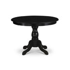 EAST WEST FURNITURE - ANVA3-BLK-C - 3-Pc Kitchen Dining Set- 2 Wood Chair and Kitchen Dining Table - Linen Fabric Seat and Slatted Chair Back (Black Finish)
