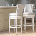 Charlotte Swivel Barstool in White with Grey Fabric