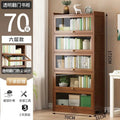 Modern Bamboo Bookshelf Storage Cabinet with Flip Doors 4/5/6 Tier Bookcase for Living Room Bedroom Office