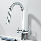 Filtered Kitchen Sink Faucet With Retractable Sprayer Brass Water Filter Tap Drinking Water Tap Vessel Sink Mixer For Kitchen