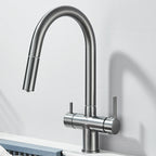 Filtered Kitchen Sink Faucet With Retractable Sprayer Brass Water Filter Tap Drinking Water Tap Vessel Sink Mixer For Kitchen