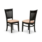 EAST WEST FURNITURE - ANVA3-BLK-C - 3-Pc Kitchen Dining Set- 2 Wood Chair and Kitchen Dining Table - Linen Fabric Seat and Slatted Chair Back (Black Finish)