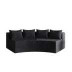 Sectional Sofa Curved Corduroy Black 2 Seat Modular No Assembly