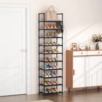 Simple Storage Cabinet Single Row Shoe Rack Black Entrance With Hook