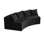Sectional Sofa Curved Corduroy Black 2 Seat Modular No Assembly