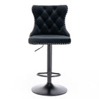 Swivel Barstools Adjusatble Seat Height, Modern Upholstered Bar Stools With Backs Comfortable Tufted For Home Pub And Kitchen Island (Set of 2)