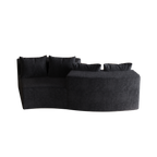 Sectional Sofa Curved Corduroy Black 2 Seat Modular No Assembly