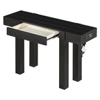 Rustic Console Table, Hidden Drawer, Side Power Outlet, Entryway Table, Black