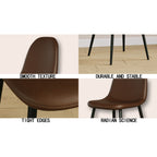 Mid-Century Dining Chairs Set of 4 | Spoon-Back Upholstered Seats & Black Metal Legs — Brown / Grey