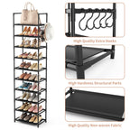 Simple Storage Cabinet Single Row Shoe Rack Black Entrance With Hook