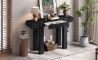 Rustic Console Table, Hidden Drawer, Side Power Outlet, Entryway Table, Black
